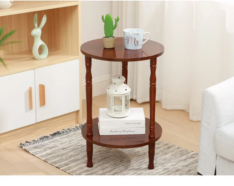 Description Picture 5 of itemEuropean Style Coffee Table American Style Telephone Table Living Room Corner Table Rench Style Solid Wood Small Round Table New