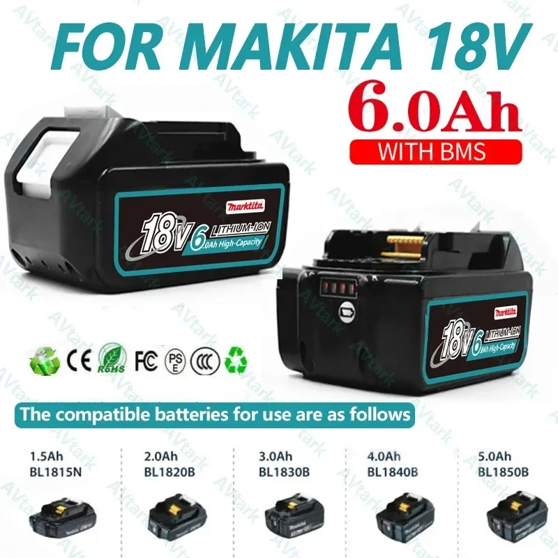 

2024 Upgraded 9A/3A/6A for Makita 18V Battery BL1830B BL1850B BL1850 BL1840 BL1860 BL1815 Replacement Lithium Battery