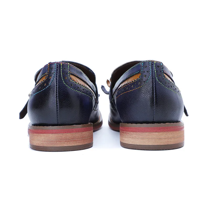 Autumn & Spring British Style Women's Shoes Tassel Genuine Leather Brogue Shoes Casual Retro Female's Oxfords
