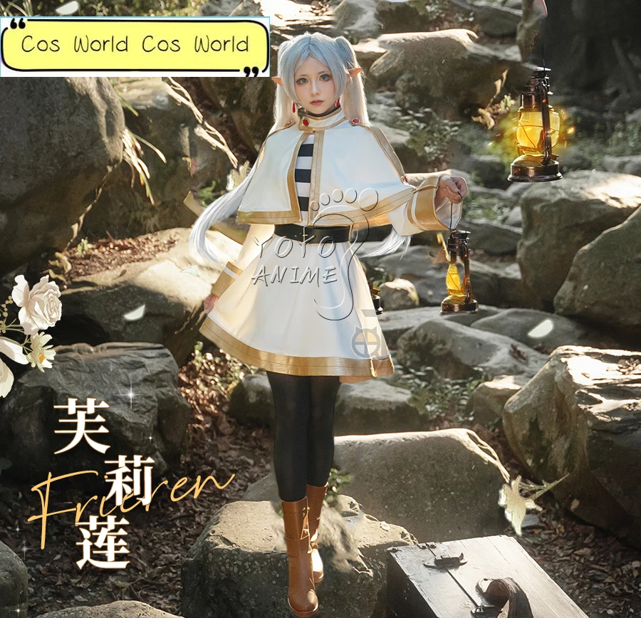 

High Quality Frieren at the Funeral Cosplay Magic Elf Girls Dresses Cloak Ears Belt Socks Earrings Halloween Comic Con Costumes
