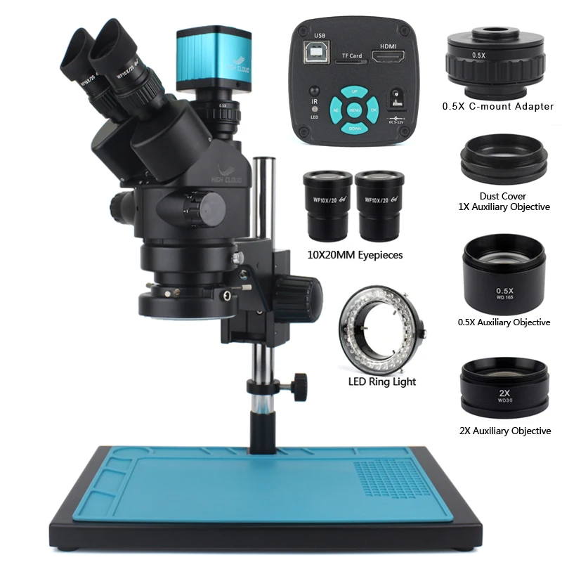 48MP 4K 1080P HDMI USB Video Camera Simul-Focal 3.5X-90X Continuous Zoom Stereo Trinocular Microscope
