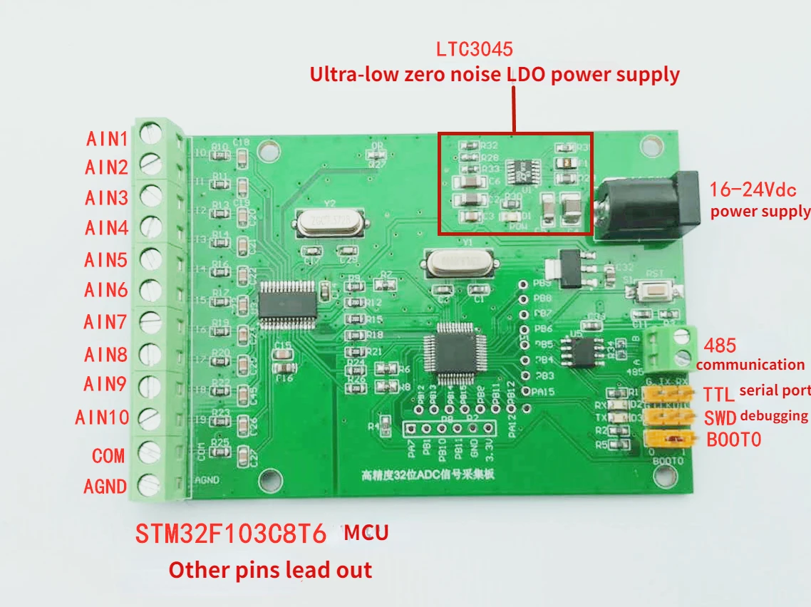 

32-bit Adc Ads1263 High-precision Analog-to-digital Conversion AD Module Ultra-low Noise LDO 485 Communication