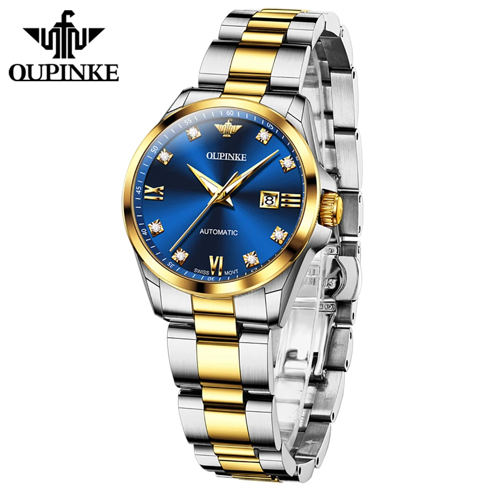 OUPINKE 3199 Women's Watches Real Diamond Swiss Movement Automatic Mechanical Wrist Watches For Women Top Luxury Ladies Watches