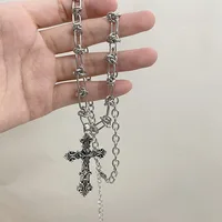 Vintage Punk Style Y2k Men and Women Twisted Cross Pendant Necklace Gothic Irregular Pattern Personality Trend Jewelry - Image 3