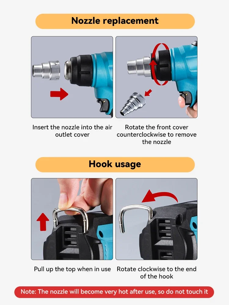 Hot Air Gun, Heat Gun | 18V Heat Gun Shrink Wrapping Tool Air Dryer Soldering Thermal Blower with LED display