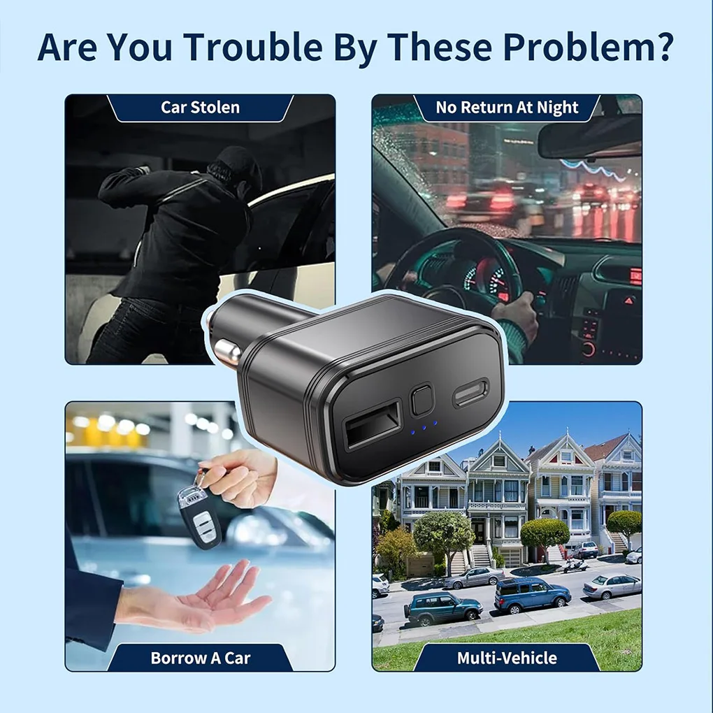 4G GPS Tracker Mini Dual USB Type-C Cigarette Lighter Vehicle GPS Tracking Wireless Car Charger SOS Fast Charging Voice Monitor