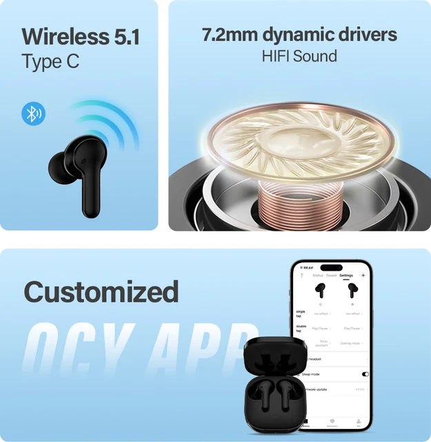 QCY T13 True Wireless Earbuds Bluetooth 5.1 Headphones Touch Control with  Charging Case Waterproof Stereo Earphones in-Ear Built-in Mic Headset 40H