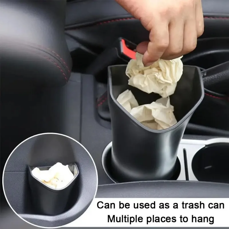 Car Storage Box With Hook Umbrella Kettle Rack Barrel Trash Box Storage Holder Case Plastic Can Black Auto Z1E8