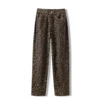 Tan léopard jean femmes Denim pantalon femme surdimensionné jambe large pantalon Streetwear Hip Hop Vintage vêtements ample décontracté 2