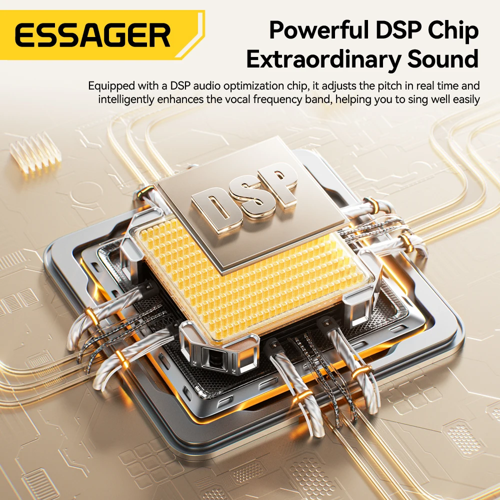 Essager Type-C Karaoke Earphones With Built-in Sound Card HiFi Stereo Music Wired Earbud Headset With Mic for Singing/Live/Game