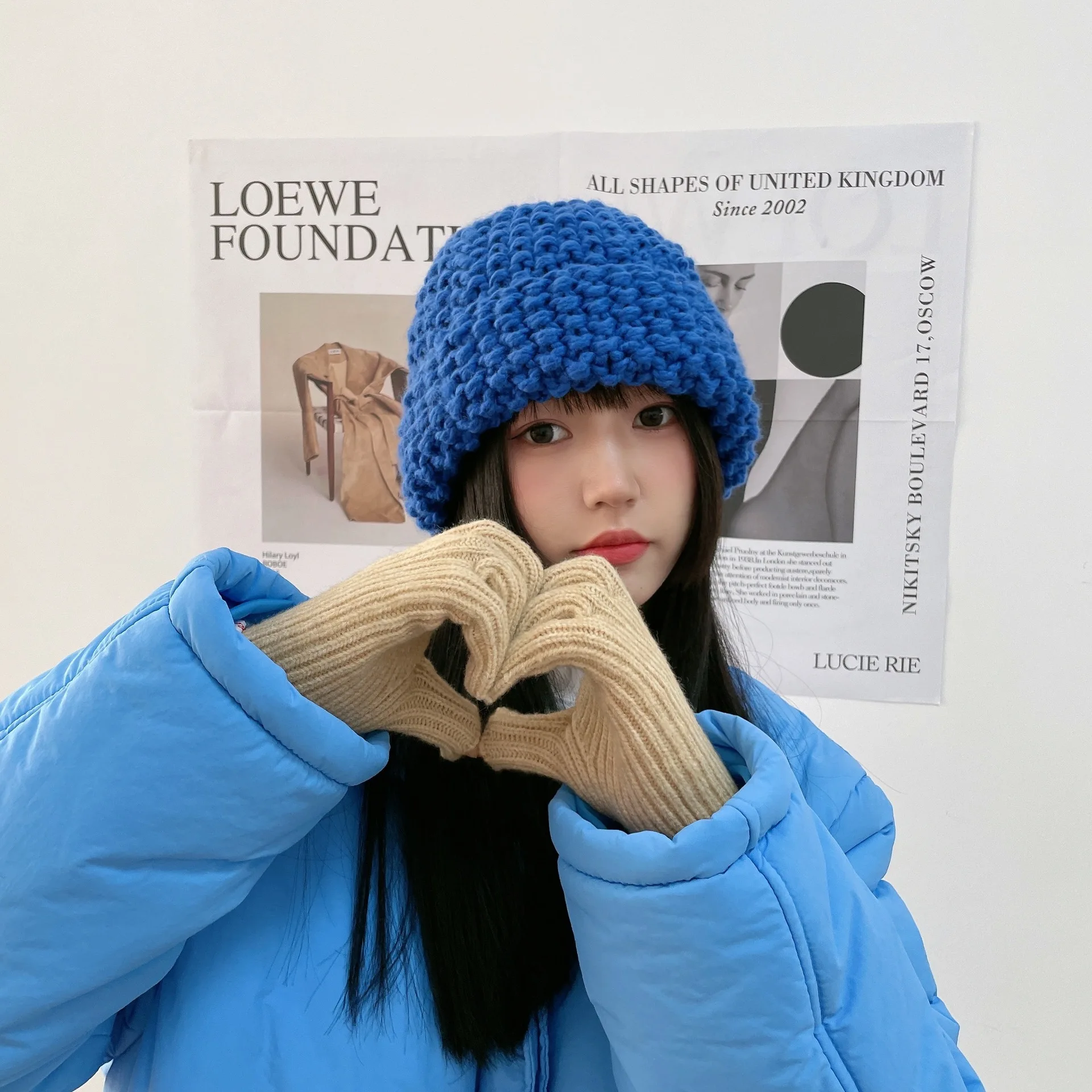 New Winter Beanie Hat for Women Knit Cap Fashion Warm Thicken Cap Lady Thread Knitted Beanie Chapeau Female Bonnet шляпа женская