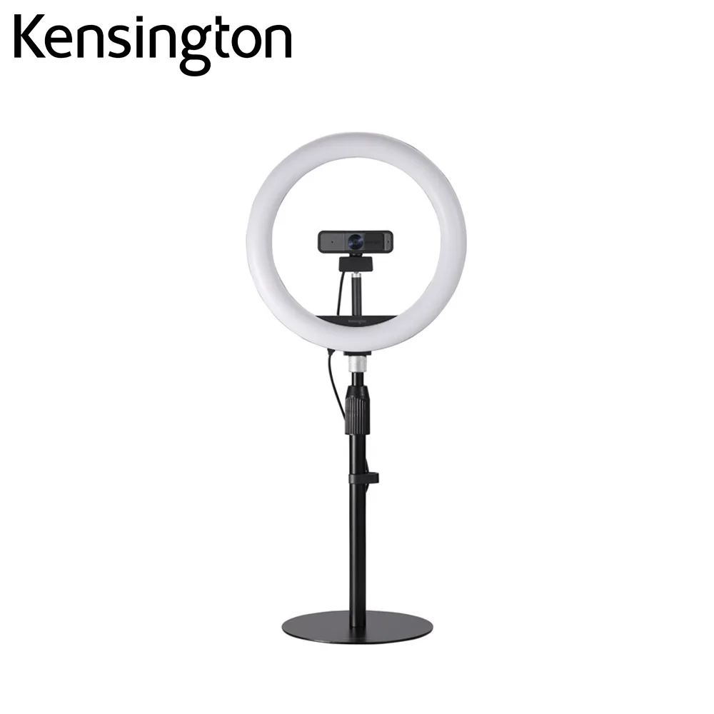 Kensington Telescoping Webcam Desk Stand Height Adjustable with Video Conferencing Webcast Camera Bicolor Ring Fill Light