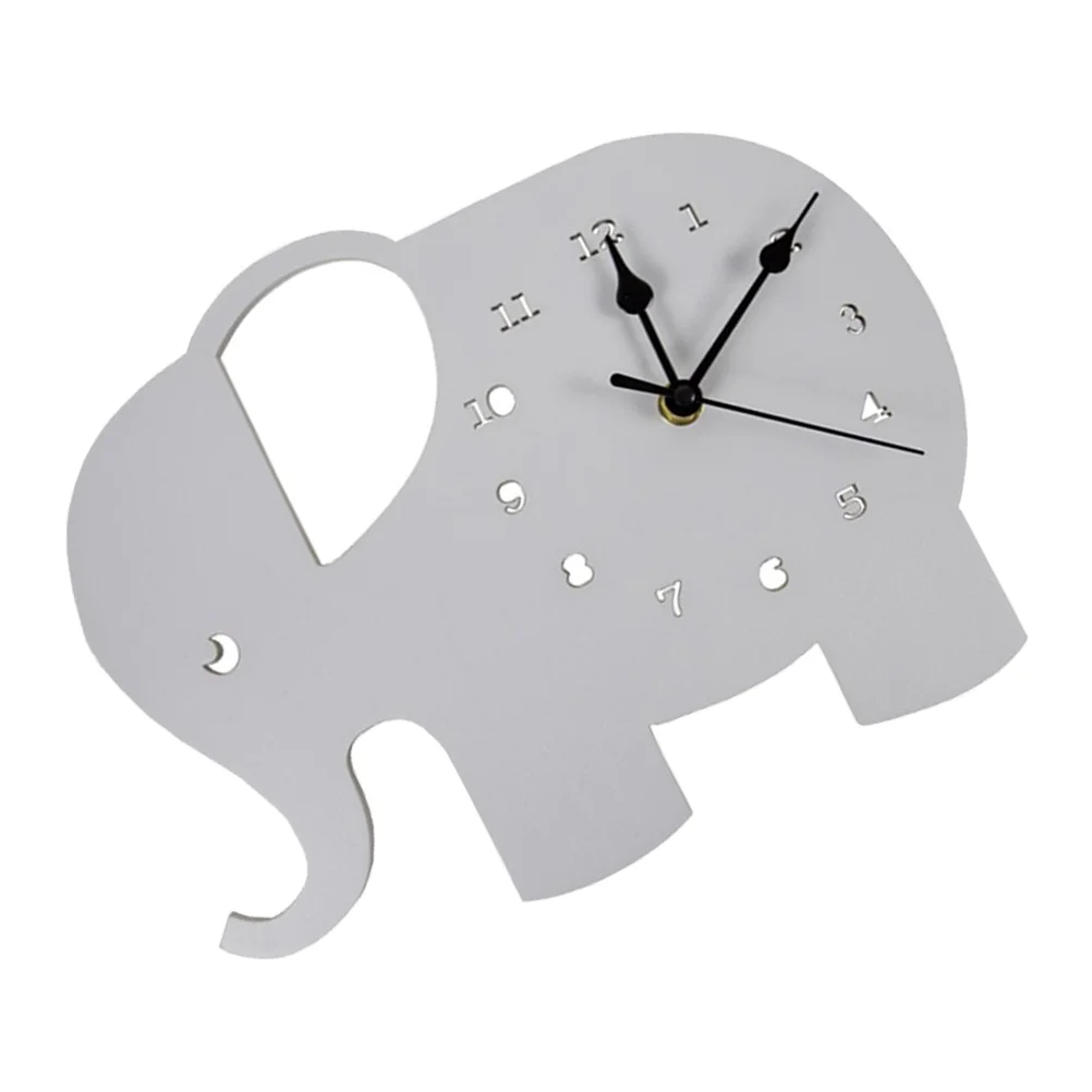 

Cartoon Elephant Home Wall Clock Childrens Room Decoration Wall Pendant Decoration （ Grey ）