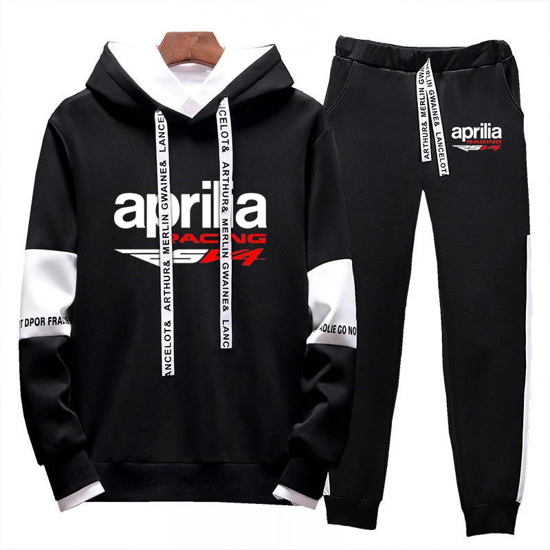 

Новинка 2023, модный мужской спортивный костюм Aprilia Racing RSV4, хлопковые толстовки с длинным рукавом, пуловер, топы и штаны для бега, повседневный костюм