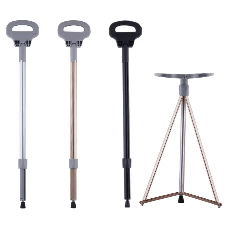 New Multifunction Trekking Poles Portable Folding Cane Vibration Massage Mobile Power Crutch Folding Outdoor Chair Design portable sound light vibration alarm nh3 gas analyzers ammonia detector air quality ing system