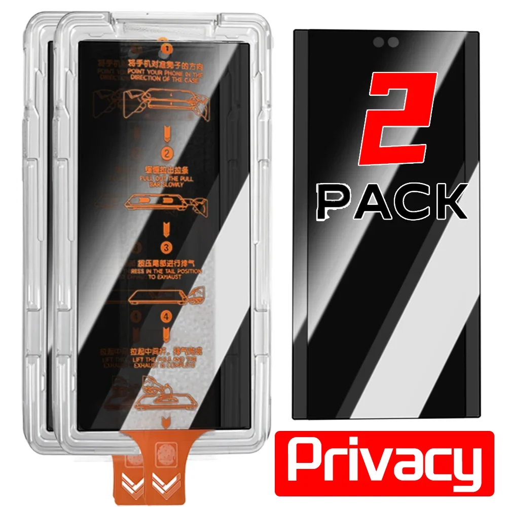 Easy Install Privacy Screen Protector with HD Clear Tempered Glass