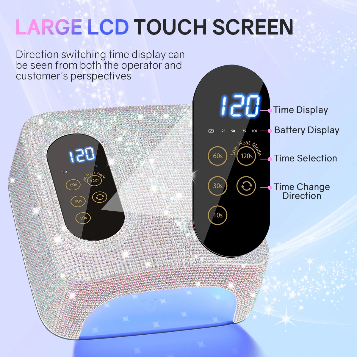 72W Rechargeable UV LED Cordless Nail Lamp Professional Gel Polish Light With 4 Timer Setting Display Auto Sensor for Salon Home 5