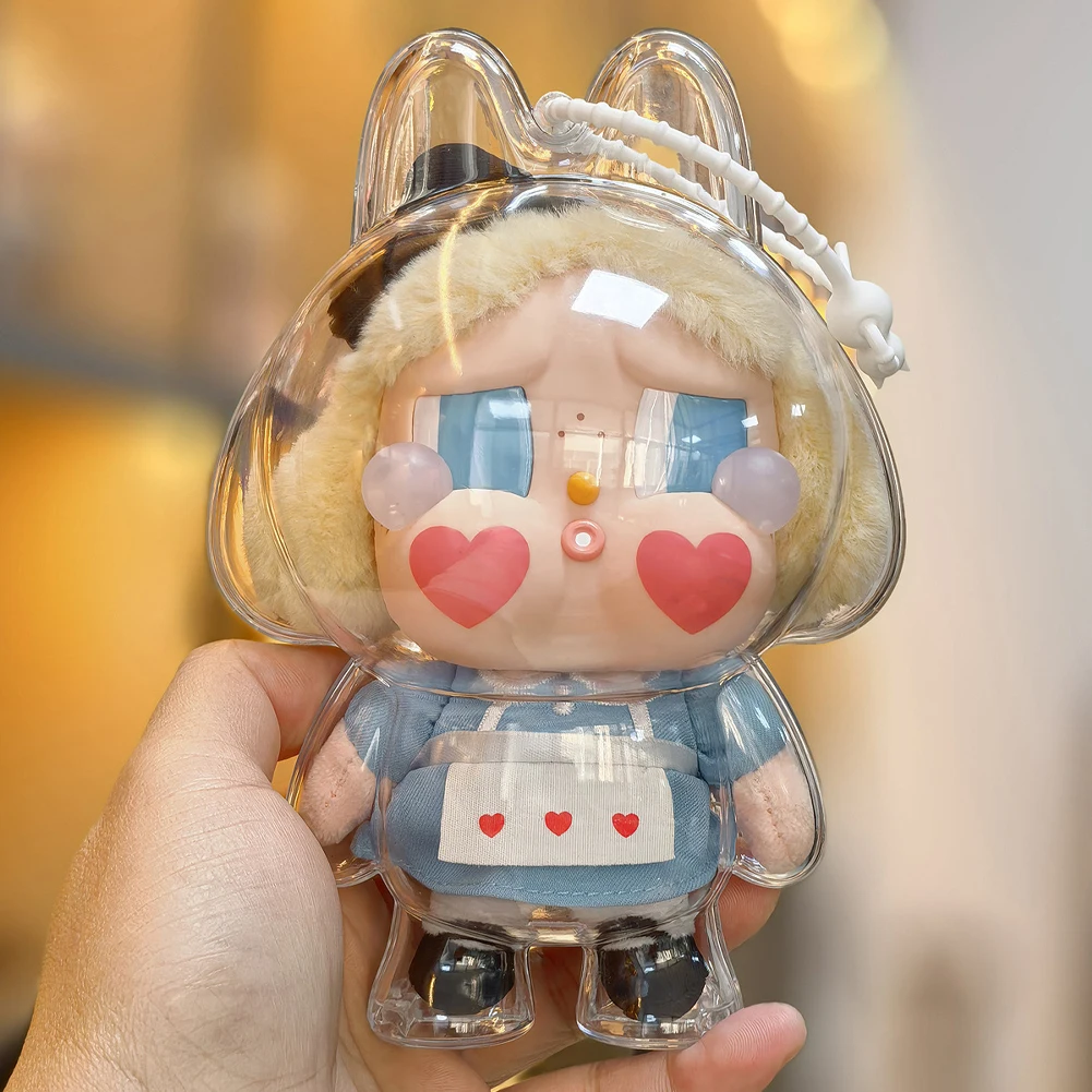 Protective Acrylic Storage Case For Plush Dolls Display Bag for Crybaby No Doll Transparent Portable Cable Organizer Box Storage 4