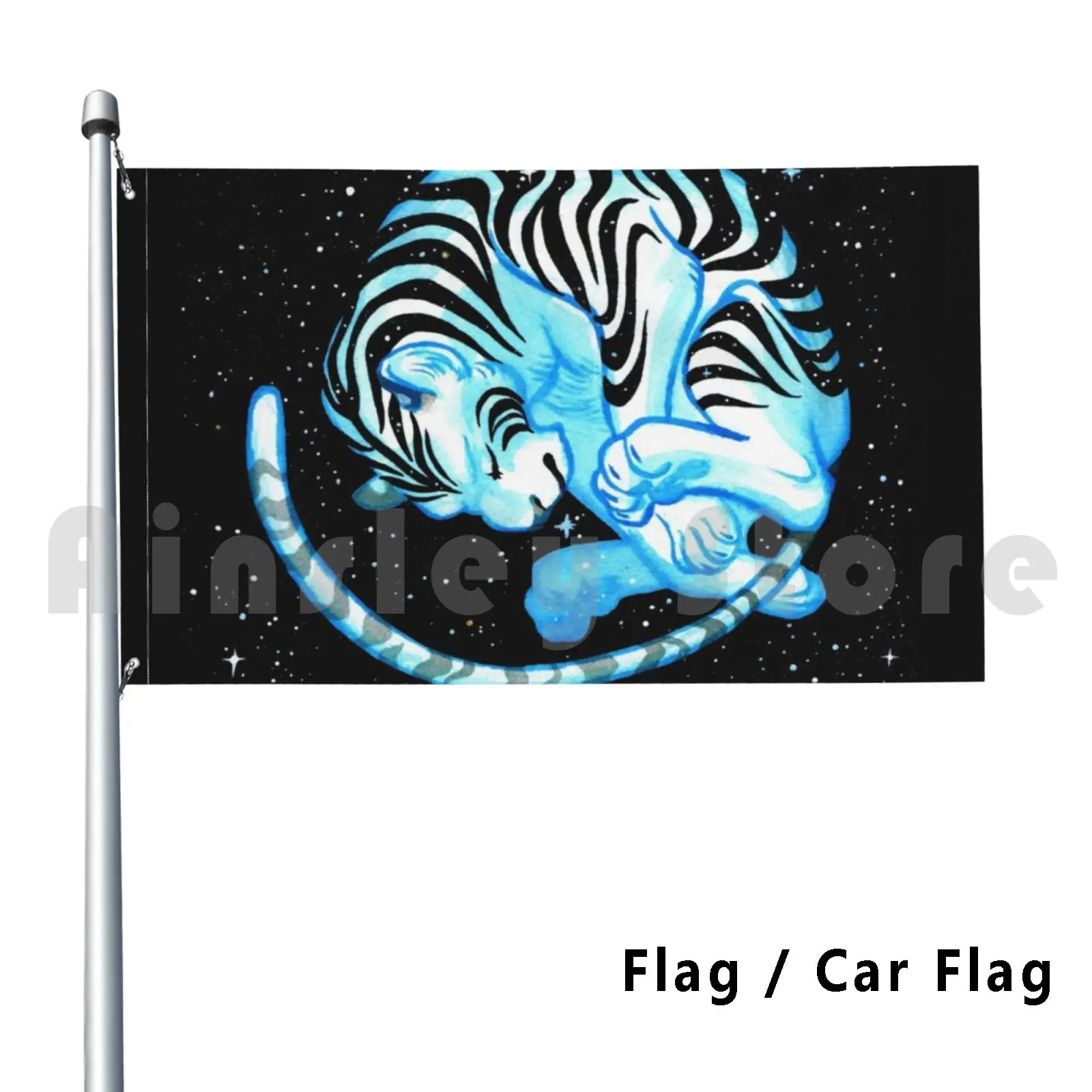 Teal Tigre Bandiera Auto Bandiera Divertente Tigre Tigre Arancione Space Galaxy