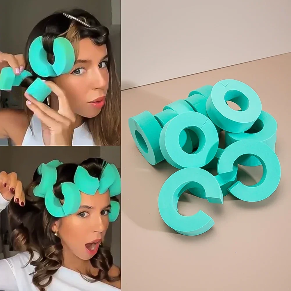 Heatless Hair Curler 6Pcs No Heat Hair Rollers C-Shaped Sponge Curling Rod Soft Curls Sleeping Flexi Rods Styling Tools