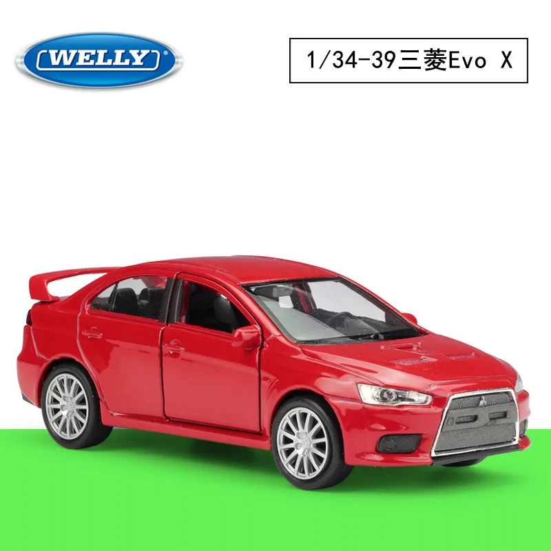 WELLY 1:36 Mitsubishi Lancer Evolution X Simulation Alloy Car Model Boyfriend Birthday Gifts Boys Cool Cars Toys Festive Present