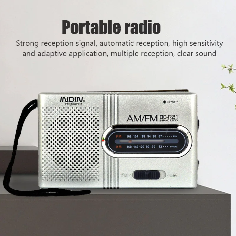 

BC-R21 Portable Radios AM FM Mini Radio Receiver AM/FM Radio Player Built-in Speaker Telescopic Antenna Outdoor Stereo Radio