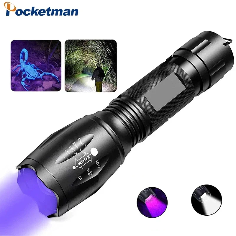 Torcia LED Tattica 95000000 Lumen Ricaricabile Con Zoom - Alluminio Nero Impermeabile