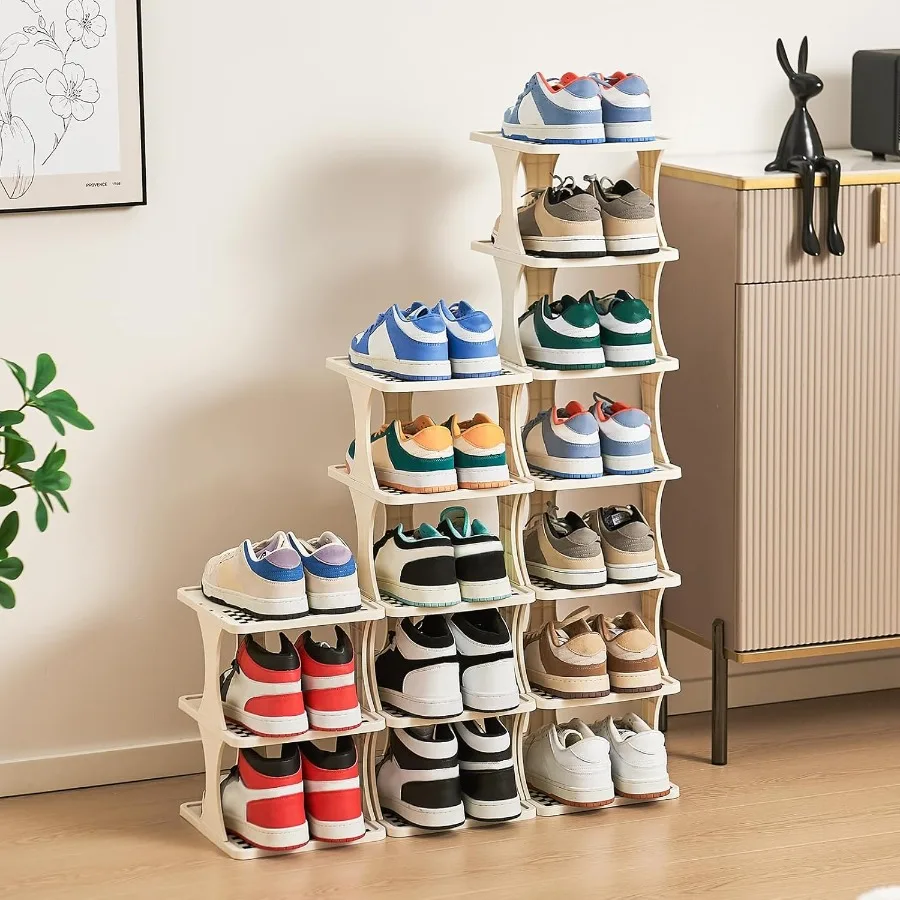 Vertical Shoe Rack 6 Tier Adjustable Shoe Organizer Small Shoe Shelf for Closet Narrow Entryway or Bedroom Easy to Assemble and