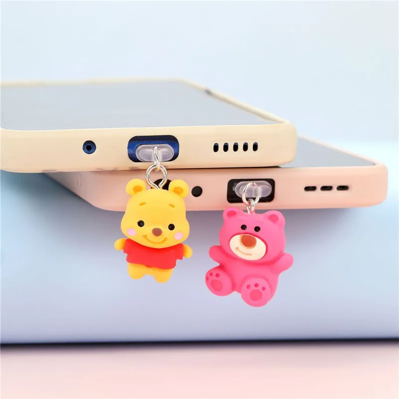 Potdemiel 3D Lotso prise Anti-poussière pour téléphone pour iPhone Samsung Xiaomi Huawei Type C Android Port de chargement protecteurs bouchons Anti-poussière en résine