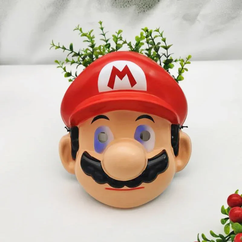 Super Mario Bros Classic Children Anime Figures Mario Luigi Party Mask Pvc Halloween Festive Ball Mask Giocattoli Per Bambini Regali Di Compleanno