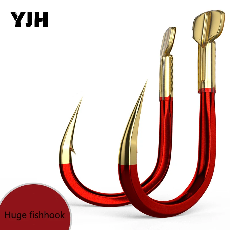 

Big red gold giant fish hook with barbed herring in bulk Sturgeon fishing hook with crooked mouth