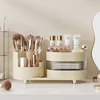 The Desktop Can Be Rotated Cosmetics Storage Box, Dresser Large Capacity Makeup Brush, Eyeshadow And Lipstick Compartment Shelf 1