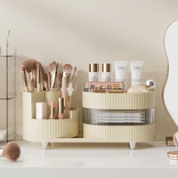 The Desktop Can Be Rotated Cosmetics Storage Box, Dresser Large Capacity Makeup Brush, Eyeshadow And Lipstick Compartment Shelf 1