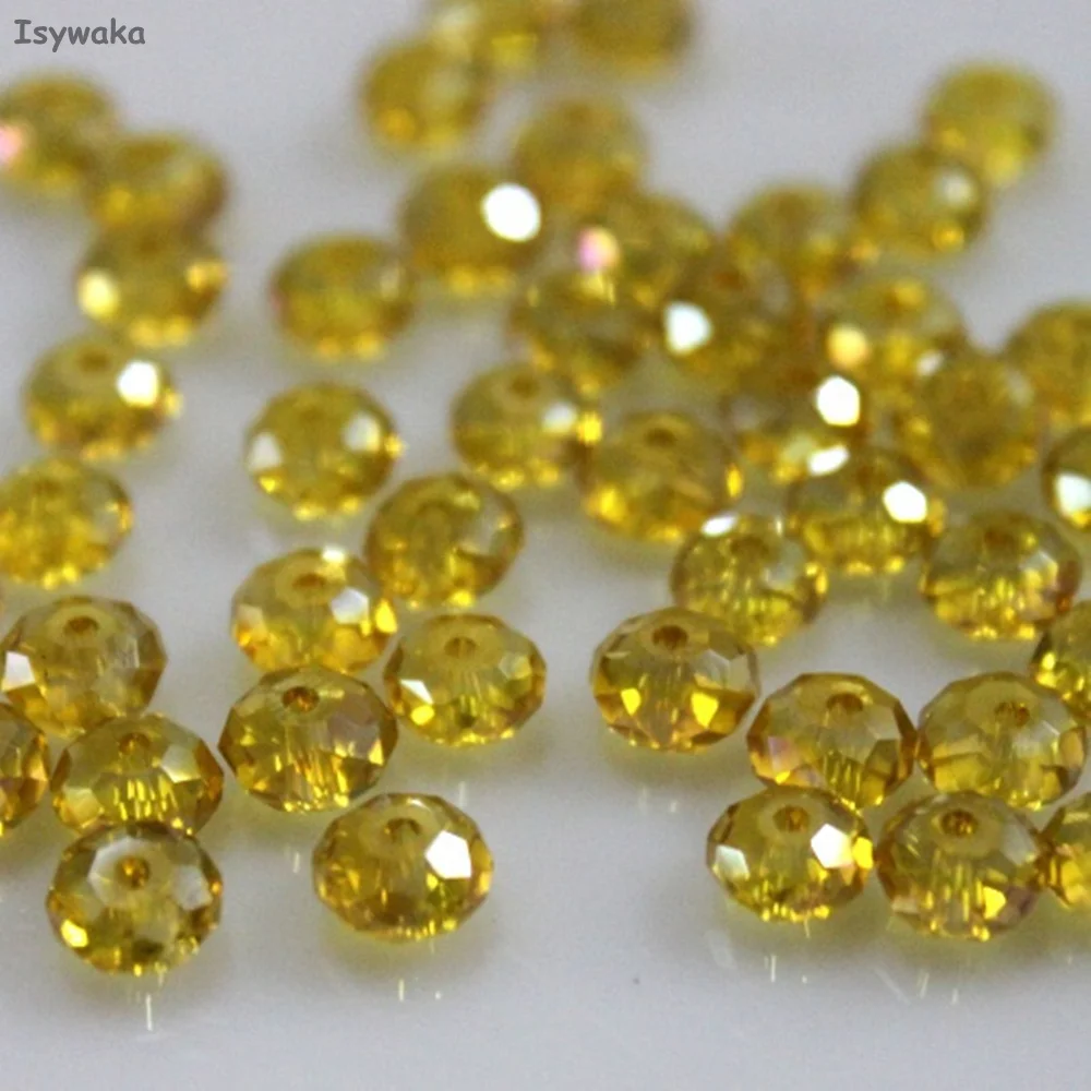 Isywaka Golden Faceted Crystal Glass Beads - 50pcs Spacer Beads