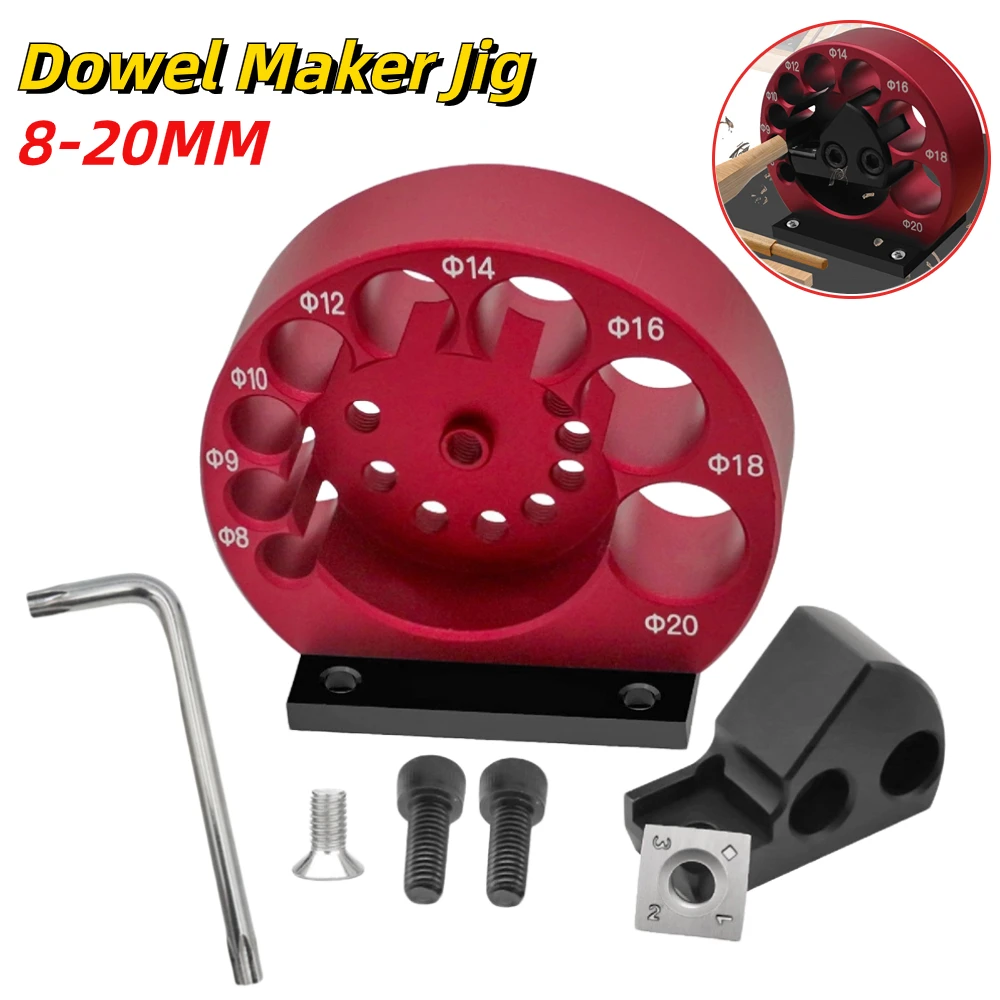 

Dowel Maker Jig Metric 8-20mm Adjustable Dowel Maker with Carbide Blade Electric Drill Milling Dowel Round Rod Auxiliary Tools