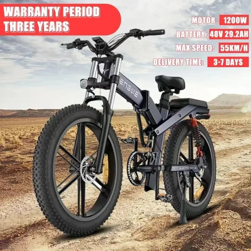

Mountain Off-Road Ebike 48V29.2AH 1000W 26Inch Fat Tire Electric Bike Hydraulic disc brake City Road Communing Electric Bicycle