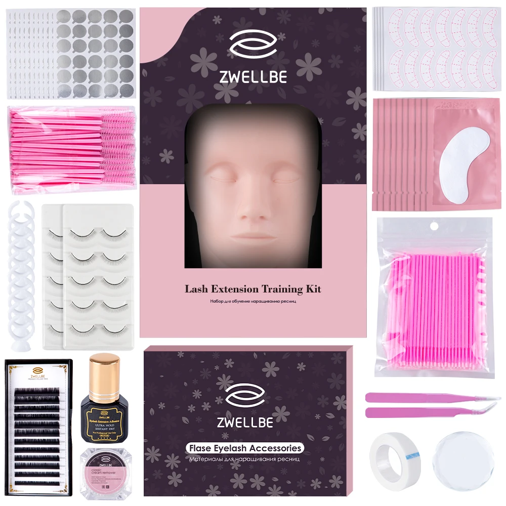 204 Pieces Eyelash Practice Kit Lash Training Kit for Beginners False