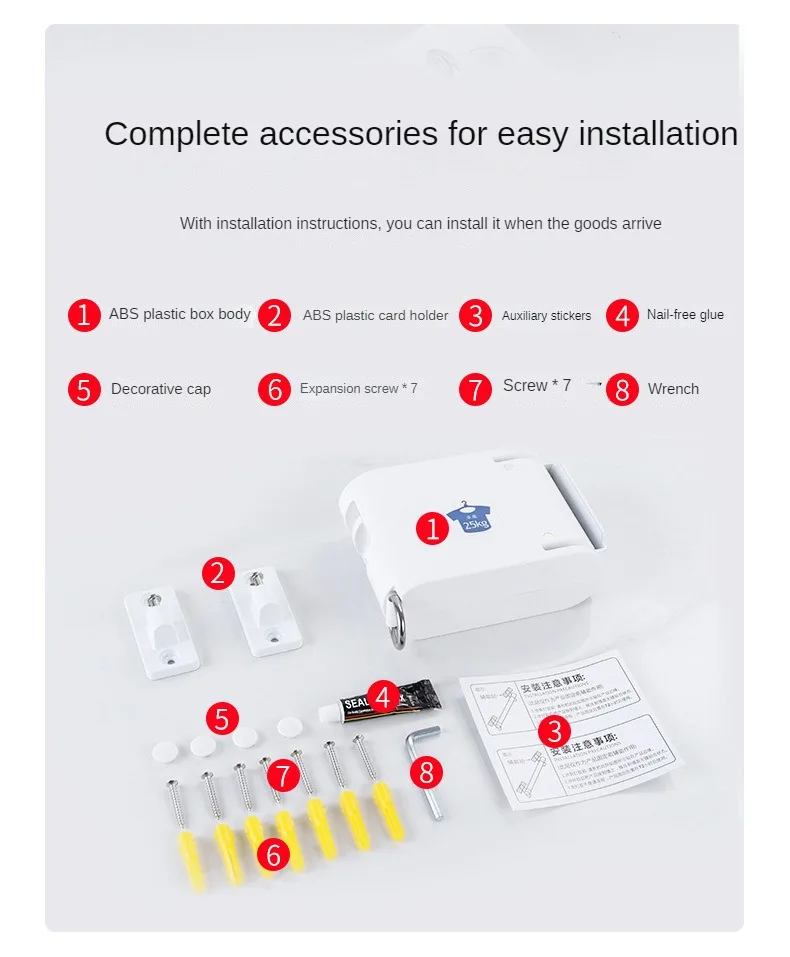 Retractable Hanging Drying Rack Invisible Clothesline Balcony Clothes Line Hole-Free Indoor Hotel Balcony Bathroom