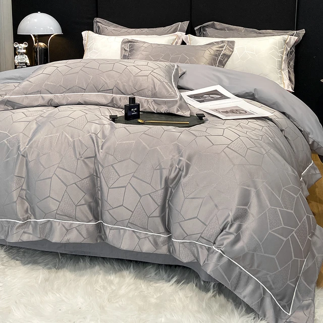 Jacquard bedding set High quality Cotton Bed sets soft duvet cover  elasticated bed sheet pillowcases King Queen size