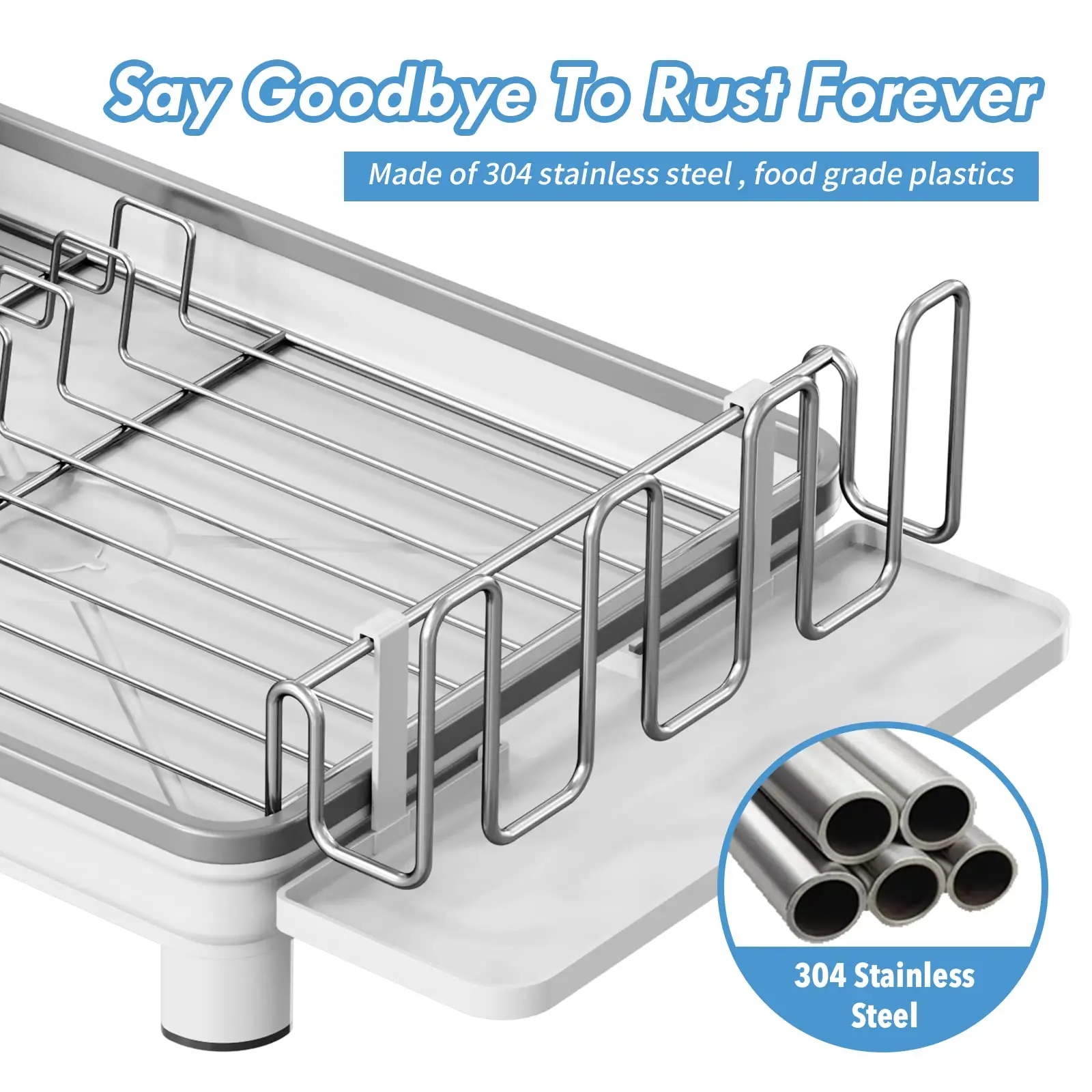 GZDZ Scolapiatti a 2 ripiani sopra il lavello, grande scolapiatti da cucina, multifunzione, in acciaio inox, per bancone della cucina, salvaspazio, 55 x 78 x 27 cm