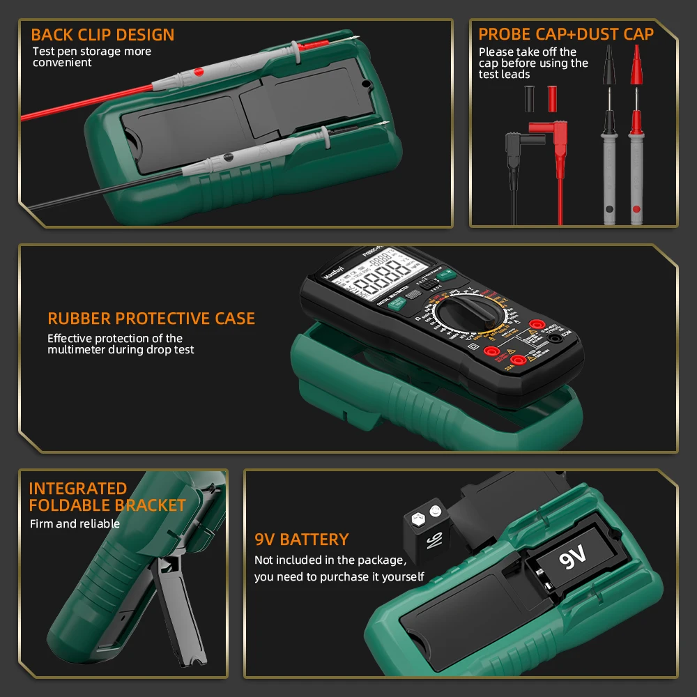 Digital Multimeter MASTFUYI Digital PV Multimeter Automatic Intelligent Detection True RMS Current Voltage Capacitance Ohm Professional Test Tool