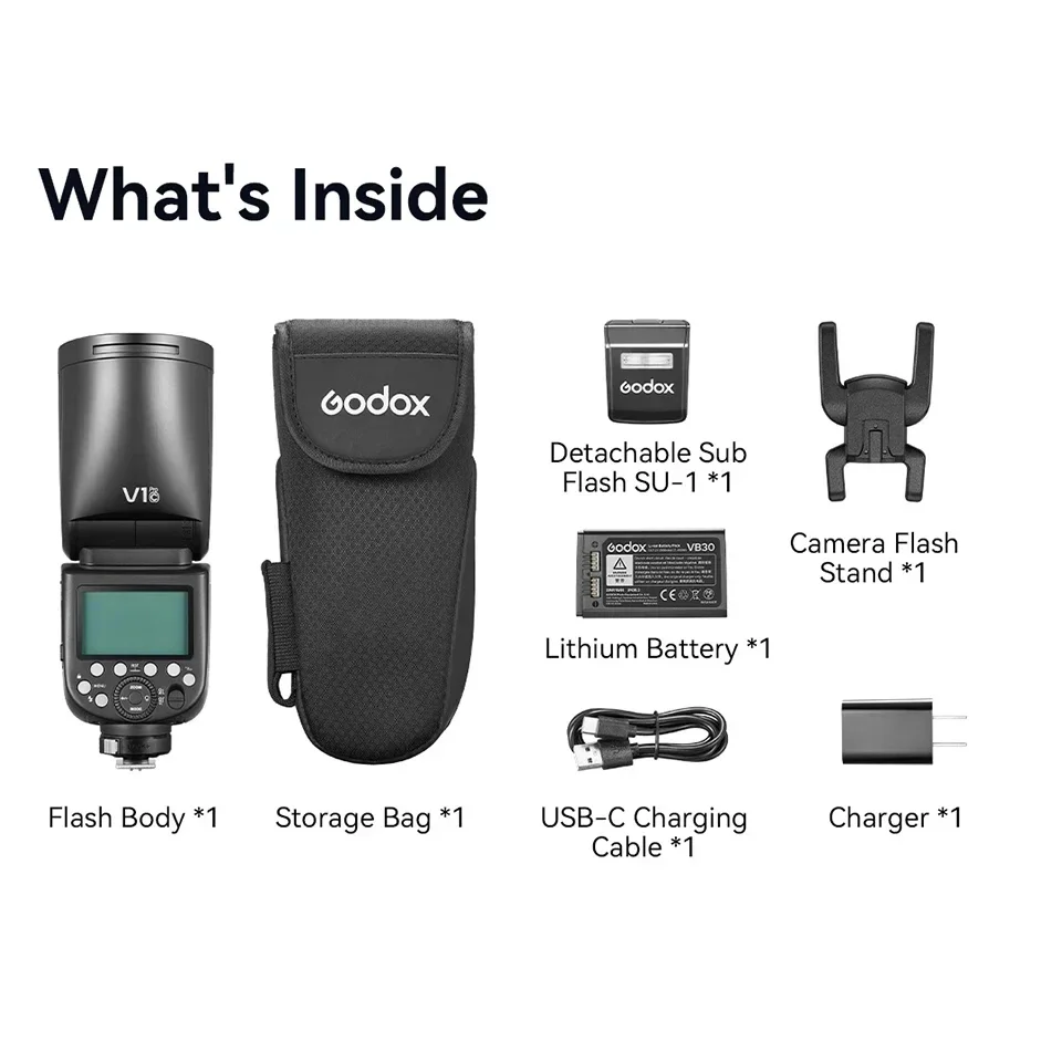 Godox V1 Pro V1Pro TTL Li-ion Round Head Camera Flash Wireless Transmission Speedlite Flash for Canon Nikon Sony Fuji Olympus 6
