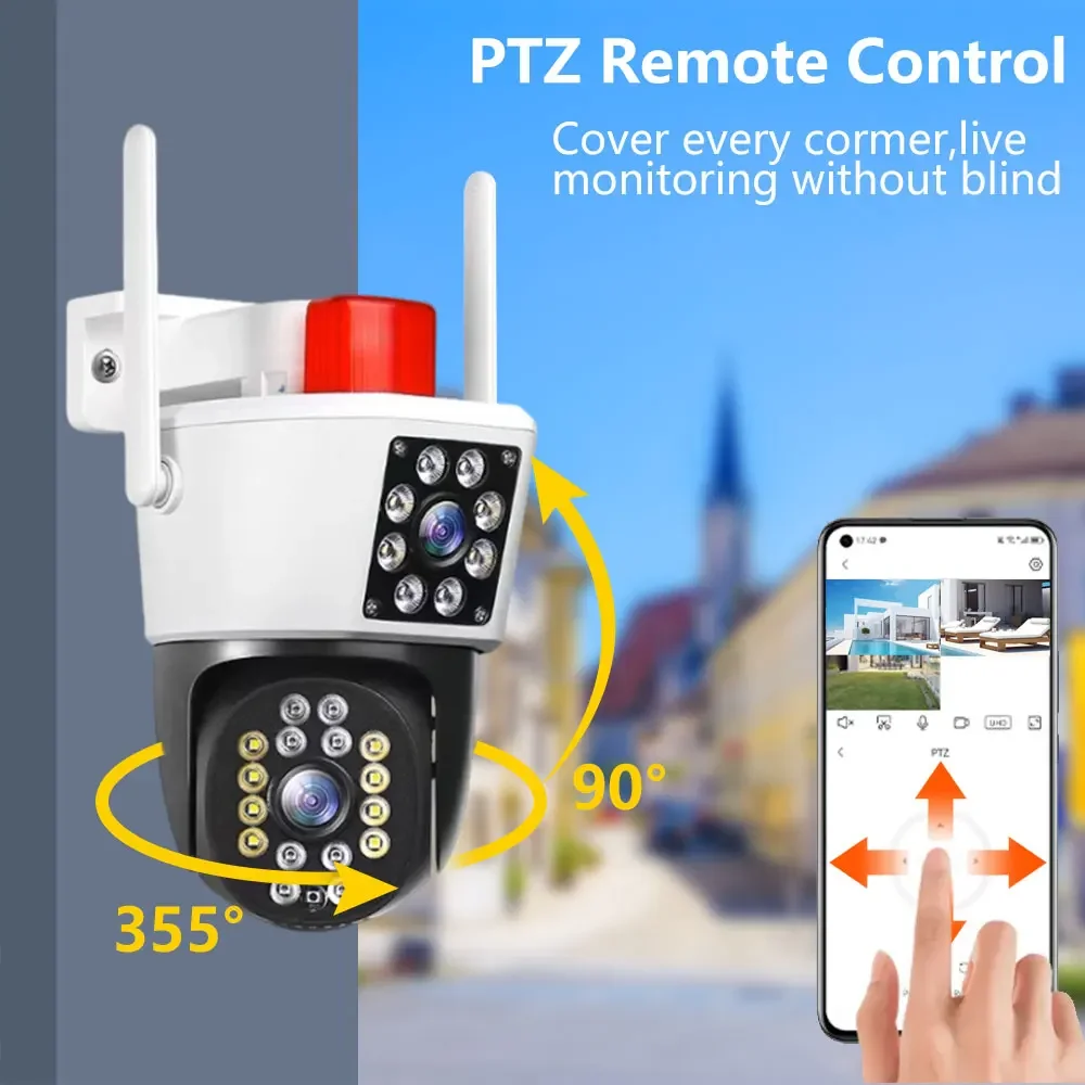 4K 8MP Security Protection Dual Lens WIFI IP Camera Video Surveillance Outdoor PTZ Color Night Vision AI Auto Tracking eseecloud 3