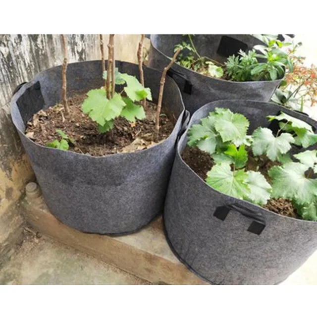 Növénytermesztésű Táskák Érezhető Zöldség Edények Kerti Burgonya Ültető Táska Fogantyúval Megvastagodott Bonsai Virágcserepek 1/3/5/7/10 Gallon - Image 4