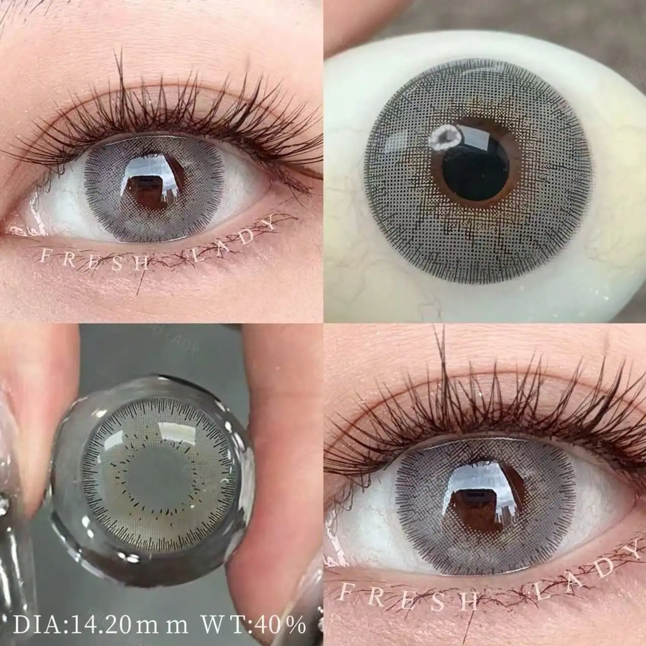 Radiant Brown Colored Contact Lenses - Natural Blue Pupils Effect, Green Soft Tones, Yearly Wear, 14.00-14.50mm Diameter