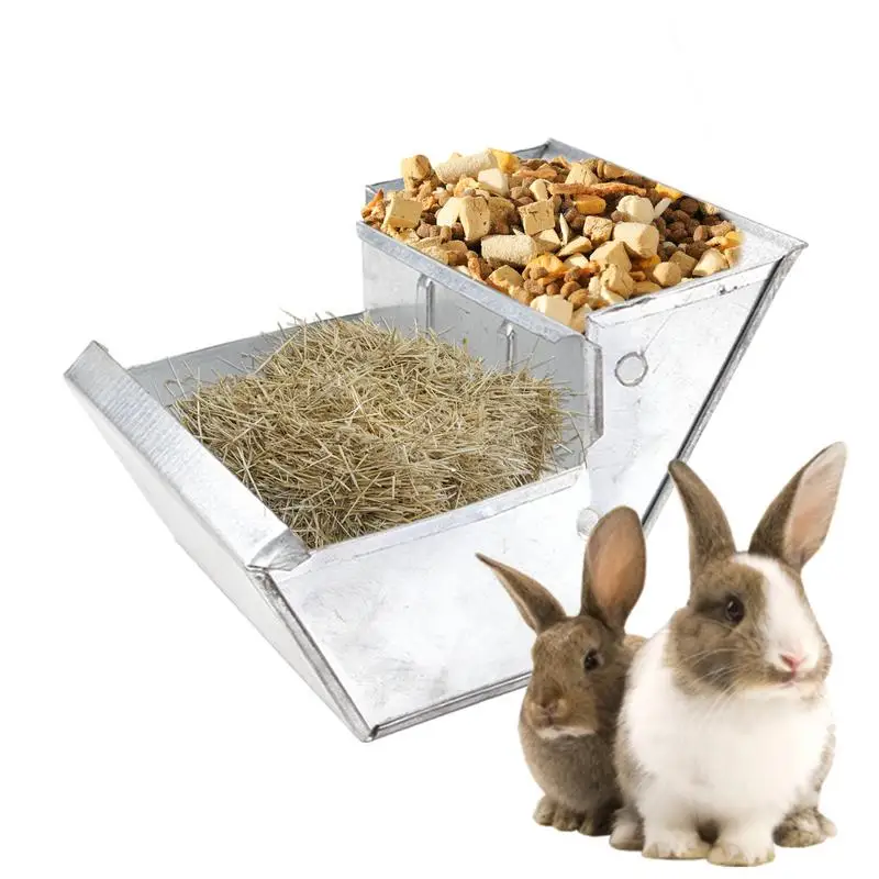 Guinea Pig Hay Feeder Rabbit Water Feeder Container Heavy Duty Water Large Capacity Pet-self Feeding Hay Double