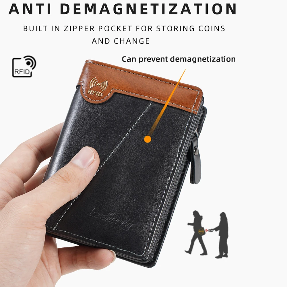baellerry Mens RFID Blocking Wallet, Multi-functional Leather Wallet with 11 Card Slots, Coin Pocket, Slim Design (Billetera Hom
