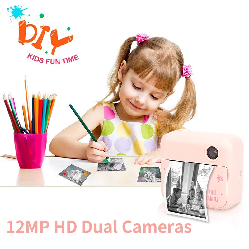 Children Instant Camera Print Camera For Kids 1080P Video Photo Digital With Print Paper Birthday Gifts For kids Girl Boy