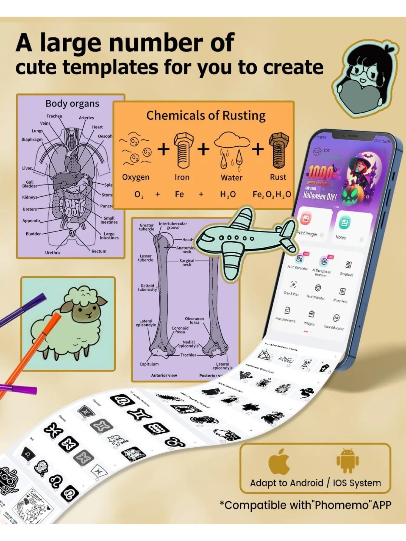 T02 Mint Green/Lavender Purple/Light Orange, Adhesive Thermal Paper, Color Printer Paper, Compatible With T02/M02X/M02L