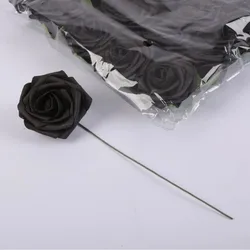 Elegant Ultra - Realistic Artificial Roses for Decorative Floral Designs (Black - 25pcs)